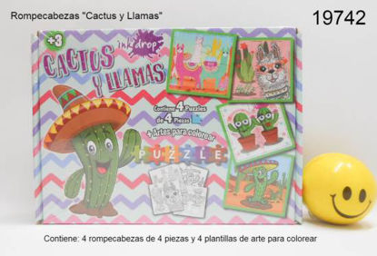 Imagen de ROMPECABEZAS X4 CON LAMINAS PARA COLOREAR "CACTUS Y LLAMAS" 4.23